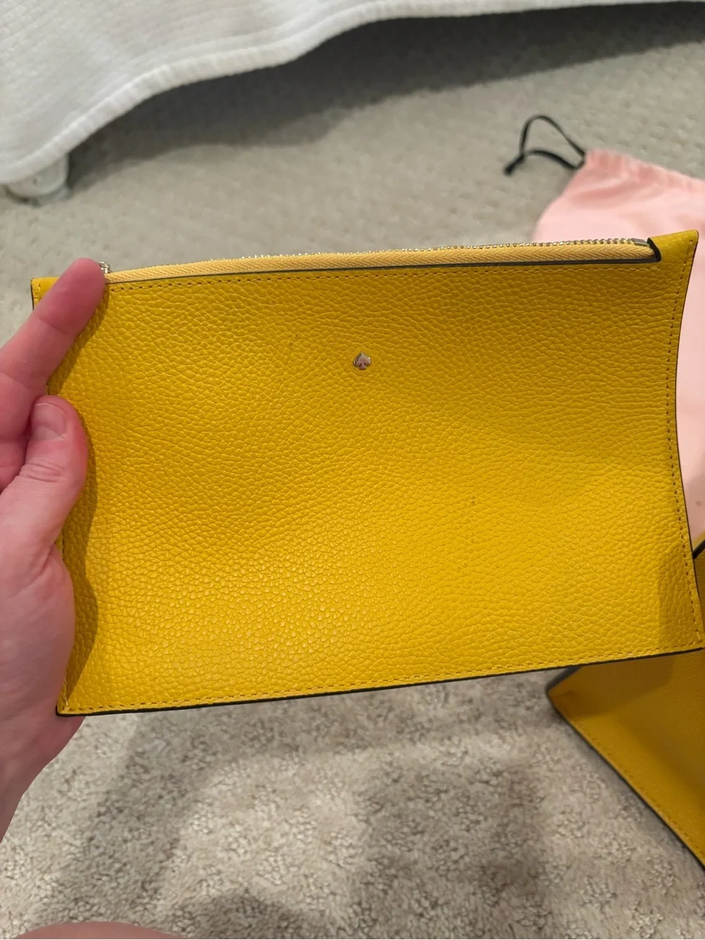 kate spade Sam yellow pebbled leather shoulder bag with straps